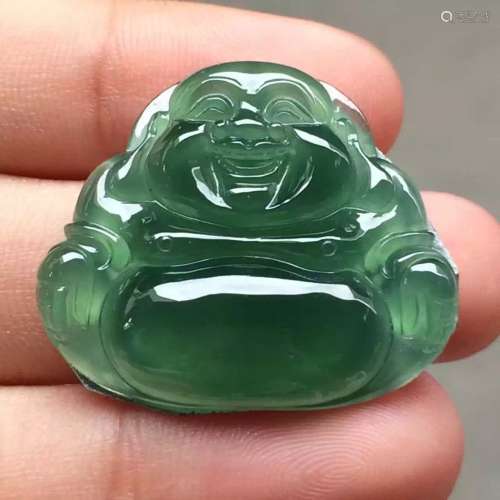 Natural Green Jadeite Buddha Pendant