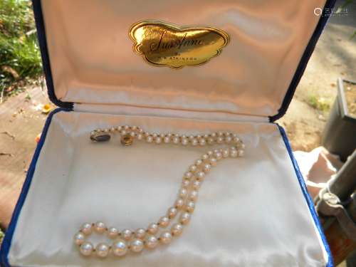 Antique Natural Sea Pearl Necklace with Box from H.B.