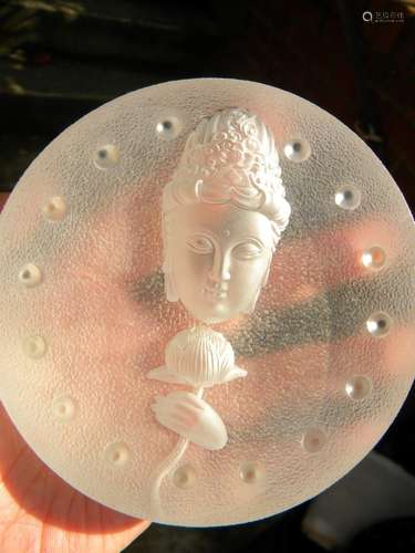 Vintage Buddha Glass Display Plaque