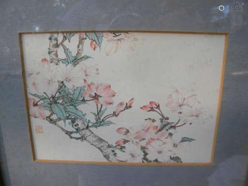 Antiue Chinese Flower Painting Framed
