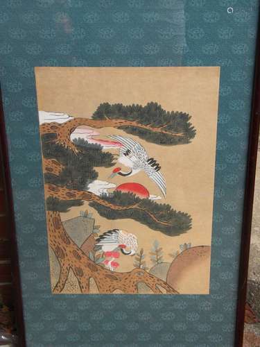 Antique Bird Painting Framed