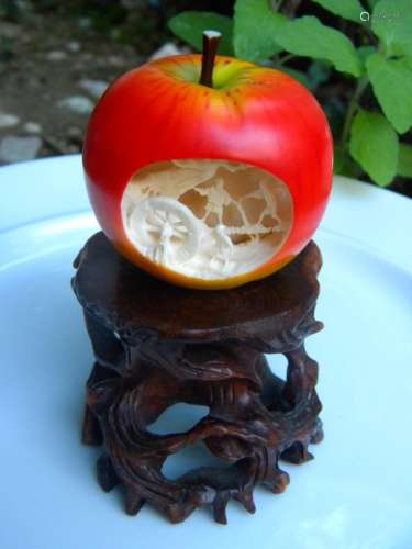 Antique Carved Apple Marked