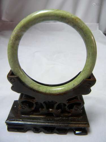 Antique Chinese Green Jade Bangle Bracelet