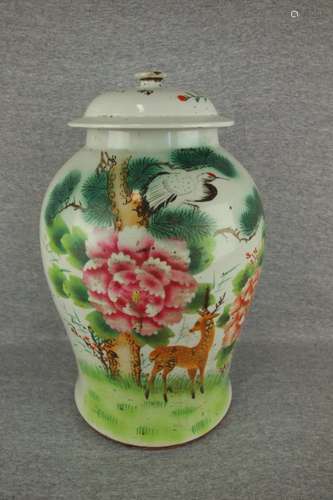 Antique Chinese Famille Rose covered storage jar