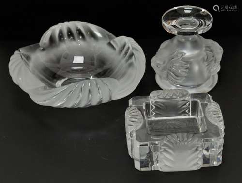 3 Misc Lalique Pieces of Bowl & Ashtray