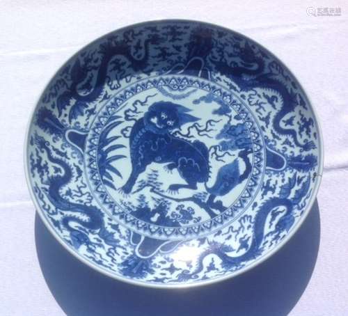 Chinese Ming Style Blue&White Charger