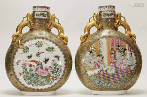 Pair of Chinese Famille Rose Porcelain Vases