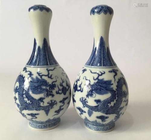 Pair of Chinese Blue/White Porcelain Vases