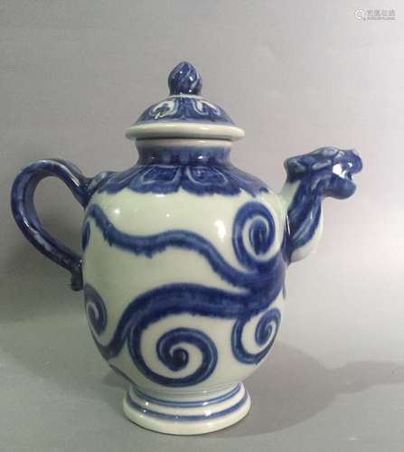 Chinese Blue/White Porcelain Ewer, Marked