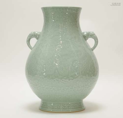 Chinese Celadon Glazed Vase w/ Pierre Work