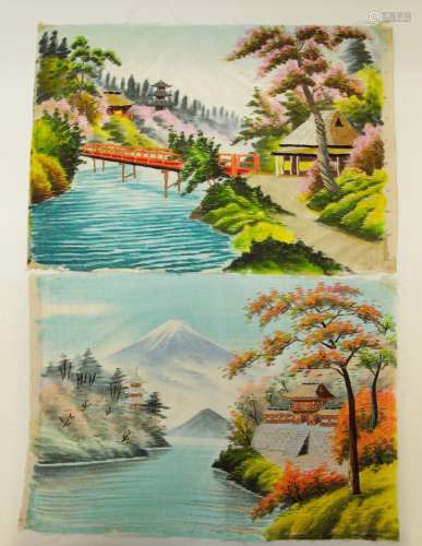 Two Pieces of Japanese Silk Embroidery