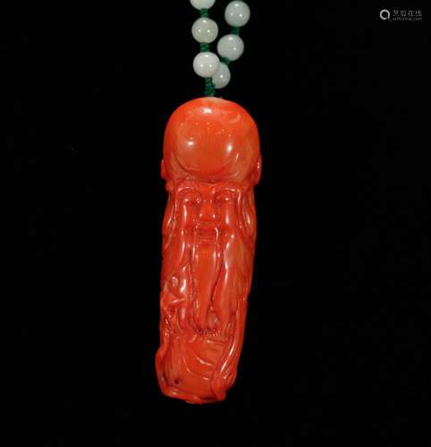 Chinese Coral Carving of Pendant