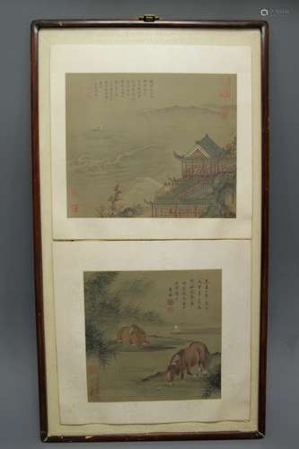 Two Chinese Painting on Paper w/ Frame