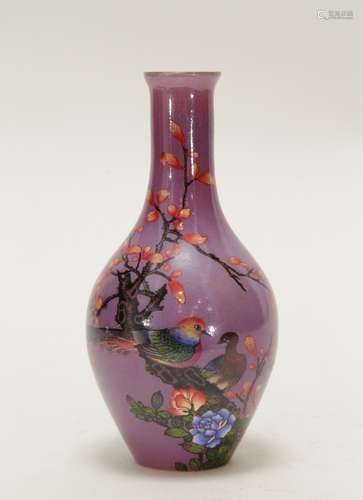 Chinese Glass Famille Rose Vase