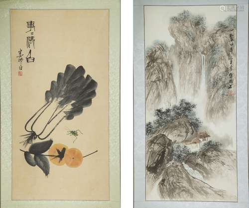 2 Pieces of Chinese Scroll Painting