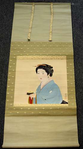 Scroll painting. Japan. Figure of a woman holding a censer. 15