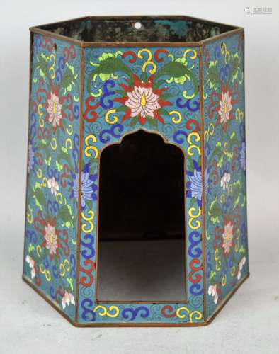 Cloisonné stand. China. Early 20th century. Hexagonal form.