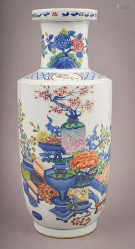 Porcelain vase. China. Kuang Hsu mark and possibly of the period. Roleau
form. Decoration of the