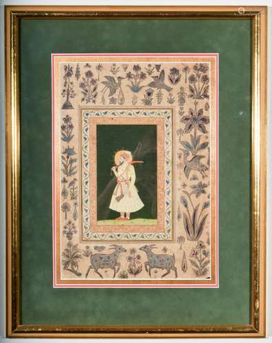 Miniature painting. India. 18th century. Ink colours and gilt on heavy
paper. Portrait of a ruler.