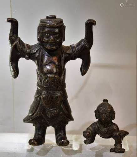 Two bronze figures. A 19th cent Chinese figure. 4