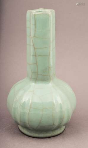 Celadon vase. China. 20th century. Hanging gall form. Kuan Style.