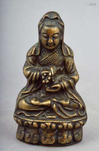 Bronze image of The Goddess of Mercy- Kuan Yin. Early 20th century. Sung inscription date at the back. 5-1/4