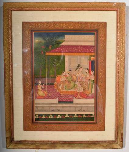 Miniature painting. India. 20th century. Court scene. 12