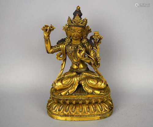 Very fine and rare gilt bronze image of Vajrattva. Mark and period of
Yung Lo.