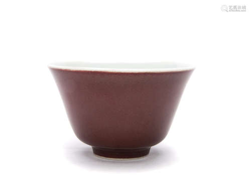 Chinese Red Glazed Porcelain Bowl.