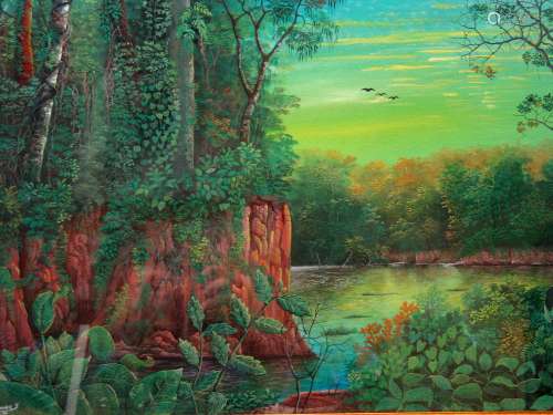 Forest Interior Scene, Water color Usko Ayar School of