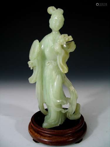 Chinese Carved Jade Figure of a Meiren