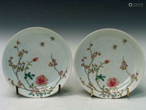 Pair of Chinese Famille Rose Porcelain Dishes, Daoguang