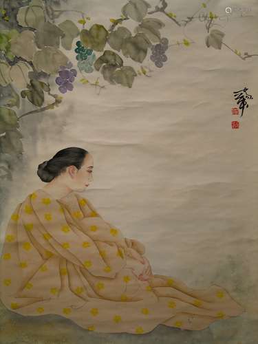 Chinese Water Color Painting on Paper, Attributed to He