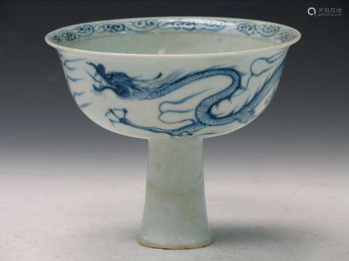 Chinese Blue and White Porcelain Stem Cup