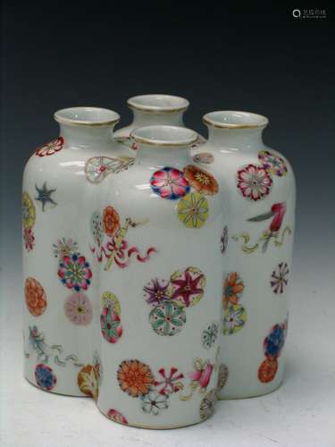 Chinese Famille Rose Porcelain Vase, Qianlong Mark.