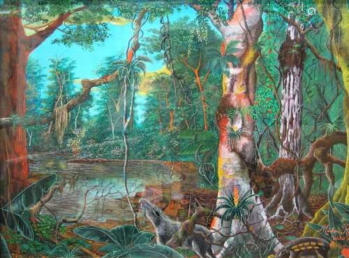Forest Interior Scene, Watercolor Usko Ayar School of