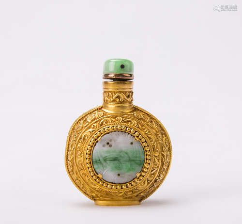 Chinese Gilted Jadeite Snuff Bottle