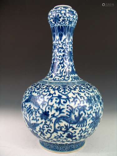 Chinese Blue and White Porcelain Vase, Qianlong Mark.