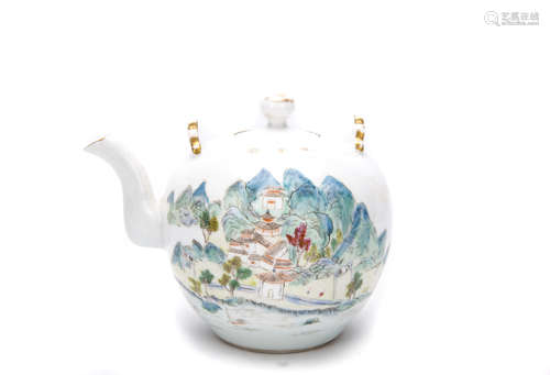 Chinese Famille Rose Porcelain Teapot.