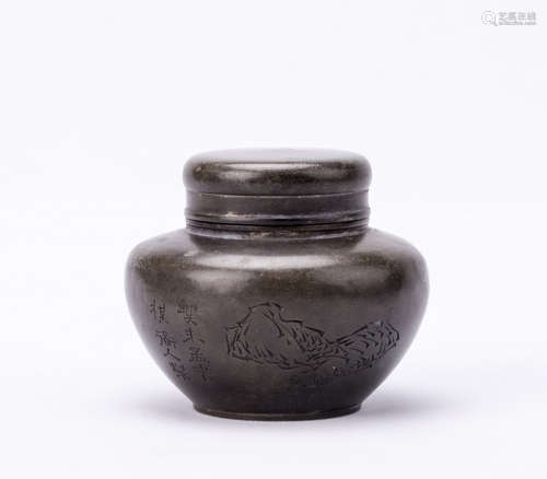 Chinese Pewter Tea Caddy