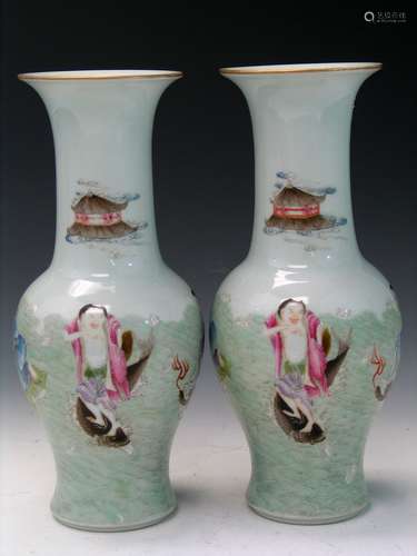 Pair of Chinese Famille Rose Porcelain Vases