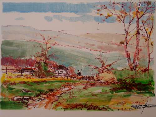 Country Scene, by Salvador Caballero. Medium: Artist