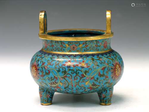 Chinese Cloisonne Incense Burner, Qianlong Mark.