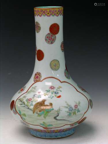 Chinese Famille Rose Porcelain Vase, Qianlong Mark.