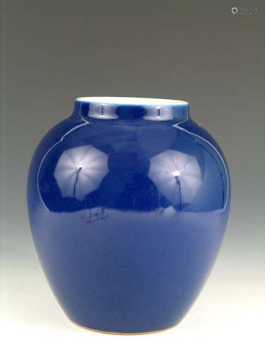 Chinese Powder Blue Porcelain Jar, Qianlong Mark.