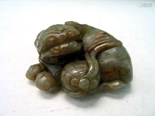 Chinese Celadon Jade Beast