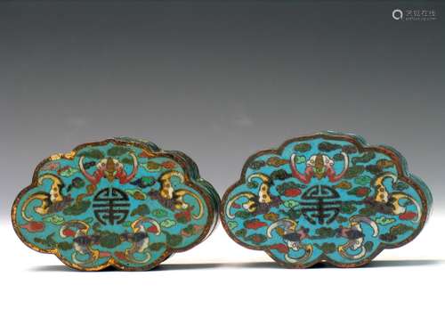 Pair of Chinese Cloisonne Boxes, Qianlong Mark.