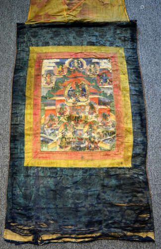 Buddhist Icon. Tibet. 19th century. Ink and colours on heavy cloth.