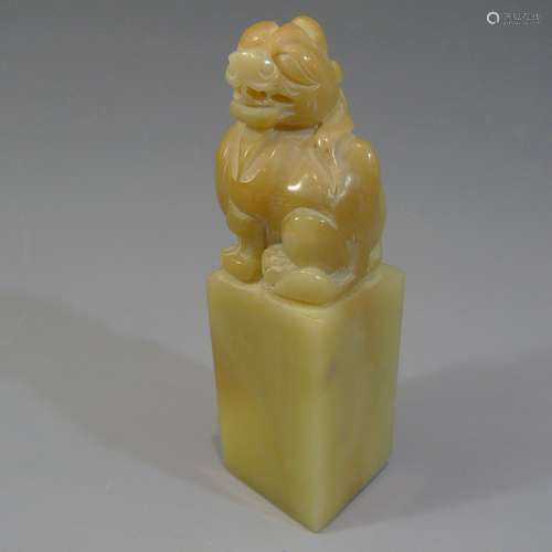 ANTIQUE CHINESE SHOUSHAN FURONG STONE SEAL