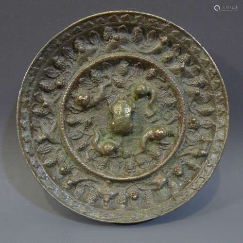 ANTIQUE CHINESE BRONZE MIRROR - TANG DYNASTY